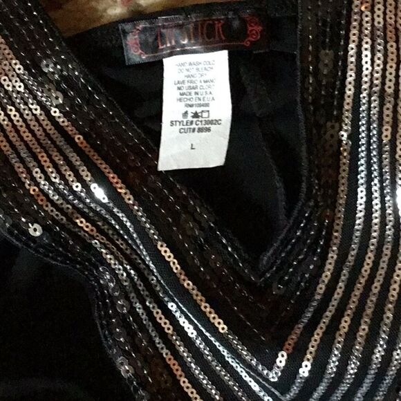Ladies black sleeveless black 👗 with sequins  LRG - Picture 6 of 7